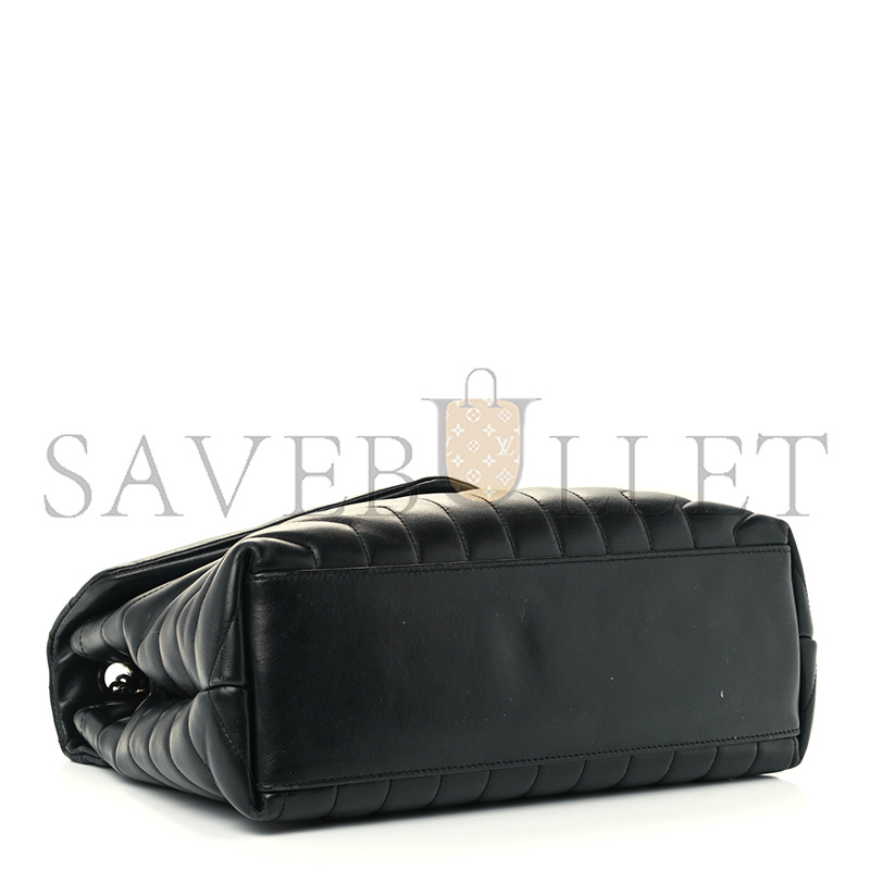 YSL CALFSKIN Y QUILTED MONOGRAM MEDIUM LOULOU CHAIN SATCHEL BLACK (32*22*11cm) 